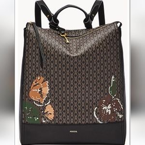 Fossil Black and Brown Patterned Backpack